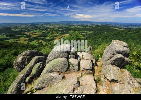 Frankreich, Saone-et-Loire, Regionaler Naturpark des Morvan, an der Spitze des Signal von Uchon, der Granitischen Chaos Stockfoto