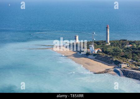 Frankreich, Charente Maritime, St. Clement des Baleines, Baleines ligthouse (Luftbild) Stockfoto
