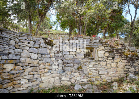 Inteior Wände und Gebäude von Kuélap Ruinen in der Provinz Chachapoyas, Peru Stockfoto