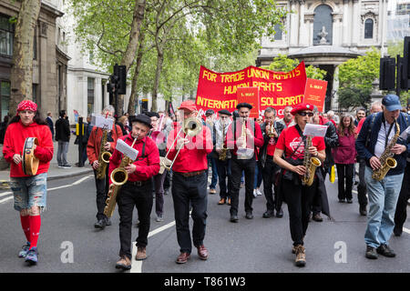 London, Großbritannien. Mai, 2019. Vertreter der Gewerkschaften und der Sozialistischen und Kommunistischen Parteien aus verschiedenen Ländern nehmen an der jährlichen M Stockfoto