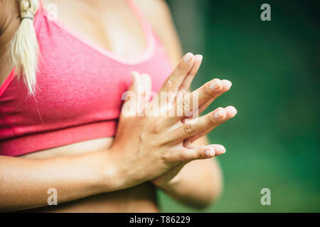 Frau beim yoga Stockfoto