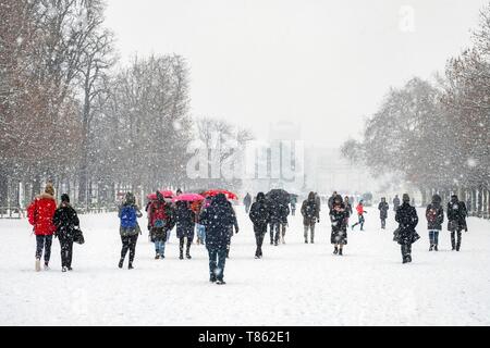 Frankreich, Paris, Jardin des Tuileries unter dem Schnee Stockfoto