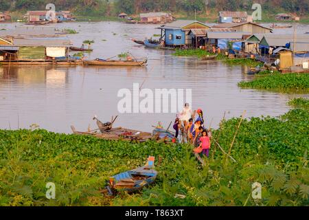 Kambodscha, Kompong Chhnang oder Kampong Chhnang, schwimmenden Dorf Cham khmer Fischer Stockfoto