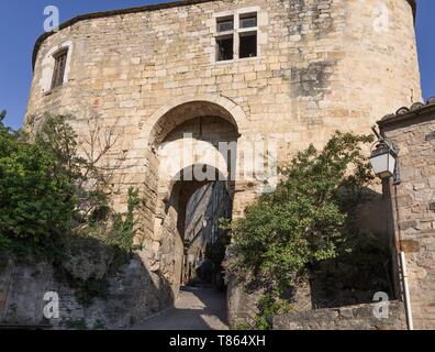 Frankreich, Tarn, Cordes sur Ciel, mittelalterliche Tor, Portail Peint 13. Jahrhundert Stockfoto