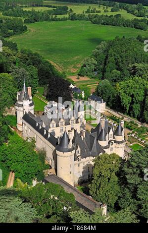 Frankreich, Indre et Loire, Loire Tal als Weltkulturerbe von der UNESCO, Rigny Usse, Schloss von Usse (Luftbild) Stockfoto