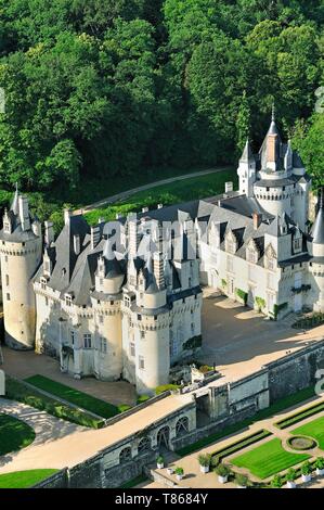 Frankreich, Indre et Loire, Loire Tal als Weltkulturerbe von der UNESCO, Rigny Usse, Schloss von Usse (Luftbild) Stockfoto