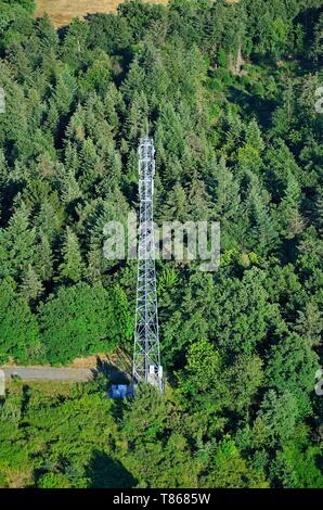 Frankreich, Marne, Fismes, Umwelt, Antennen GSM auf Pylon (Luftbild) Stockfoto