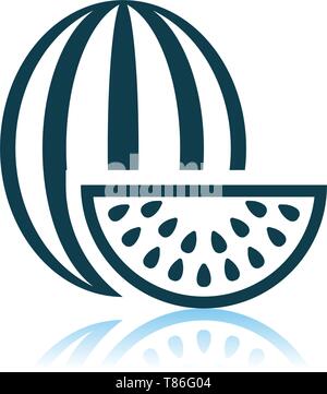 Wassermelone Symbol auf grauem Hintergrund. Schatten Reflexion Design. Vector Illustration. Stock Vektor
