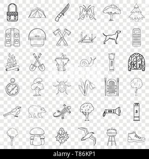 Camping Symbole festlegen, skizzieren Stil Stock Vektor