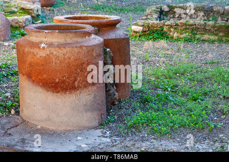 Pompeji, die am Besten erhaltene archäologische Stätte der Welt, Italien. Mit vielen Häusern, Plätzen und historischen Überresten des Römischen Reiches. Stockfoto