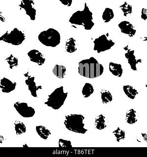 Nahtlose Muster mit Hand gezeichnete schwarze Punkte auf weißem Hintergrund. Polka Textur. Vector Illustration. Stock Vektor