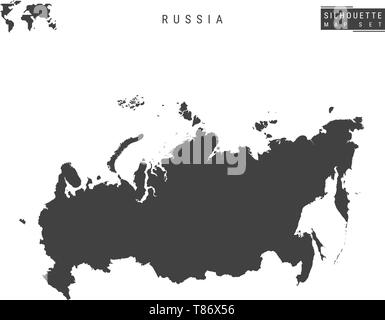 Russland leeren Vektor Karte isoliert auf weißem Hintergrund. High-Detailed schwarze Silhouette Karte von Russland. Stock Vektor