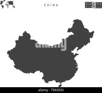 China leeren Vektor Karte isoliert auf weißem Hintergrund. High-Detailed schwarze Silhouette Karte von China. Stock Vektor