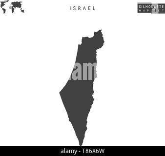 Israel leeren Vektor Karte isoliert auf weißem Hintergrund. High-Detailed schwarze Silhouette Karte von Israel. Stock Vektor