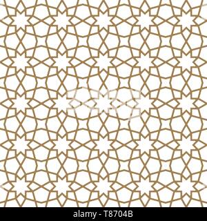 Nahtlose geometrische Verzierung auf traditionelle marokkanische Kunst gold Linien. Für Design vorlage, Textil-, Gewebe-, Geschenkpapier, Laserschneiden. abgerundete Corne Stock Vektor