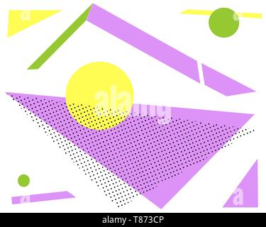 Geometrische drucken lila Dreieck gelber Kreis auf weißem Hintergrund Stock Vektor