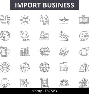 Import Business Line Symbole, Zeichen, Vektor, Entwurfskonzept, lineare Abbildung Stock Vektor