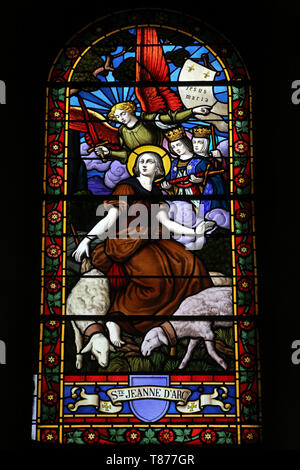 Jeanne d'Arc. Eglise Saint Jean-Baptiste. Les Houches. Stockfoto