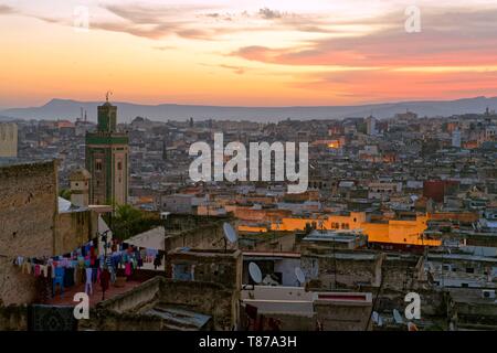 Marokko, Mittlerer Atlas, Fes, Kaiserstadt, Fès, Medina als Weltkulturerbe der UNESCO Stockfoto