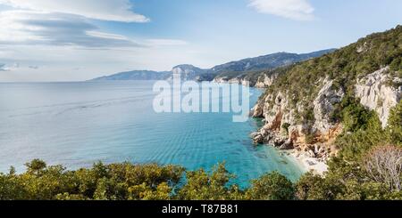 Italien, Sardinien, Provinz Nuoro, Cala Gonone, Cala Fuili und Golf von Orosei Stockfoto