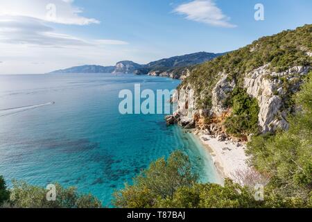 Italien, Sardinien, Provinz Nuoro, Cala Gonone, Cala Fuili und Golf von Orosei Stockfoto