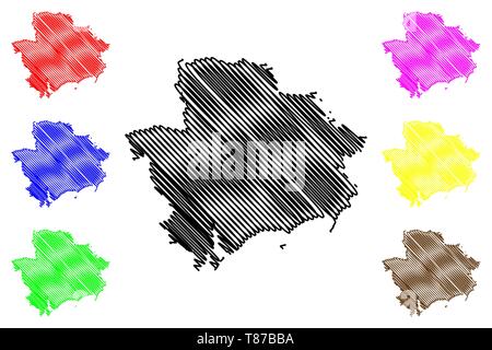 Der Oblast Saporischschja (administrative divisions in der Ukraine, Oblast der Ukraine) Karte Vektor-illustration, kritzeln Skizze Zaporizhzhya Karte Stock Vektor