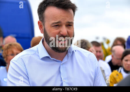 Colum Eastwood MLA, Führer der Sozialdemokratischen und der Labour Party (SDLP) in Nordirland bei der Vorstellung des 2019 Europawahlen Kampagne. © George Sweeney/Alamy Stockfoto