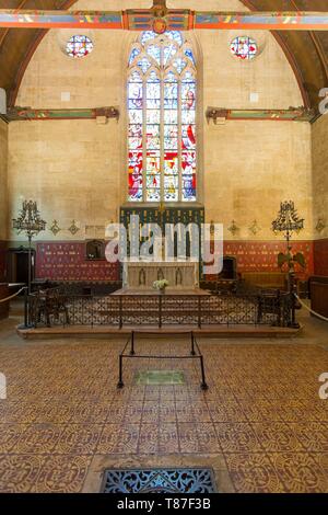 Frankreich, Cote d'Or, kulturellen Landschaft des Burgund Klimas als Weltkulturerbe von der UNESCO, Beaune, Hospices de Beaune, Hotel Dieu, die Kapelle in der Grand alle oder Grande salle des Povres (Großes Zimmer der Poors), Hospice de Beaune obligatorische Angabe entfernt aufgeführt Stockfoto
