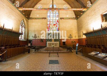 Frankreich, Cote d'Or, kulturellen Landschaft des Burgund Klimas als Weltkulturerbe von der UNESCO, Beaune, Hospices de Beaune, Hotel Dieu, die Kapelle in der Grand alle oder Grande salle des Povres (Großes Zimmer der Poors), Hospice de Beaune obligatorische Angabe entfernt aufgeführt Stockfoto