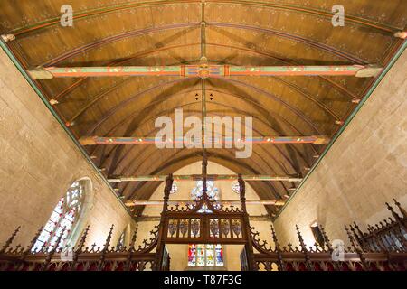 Frankreich, Cote d'Or, kulturellen Landschaft des Burgund Klimas als Weltkulturerbe von der UNESCO, Beaune, Hospices de Beaune, Hotel Dieu, die Kapelle in der Grand alle oder Grande salle des Povres (Großes Zimmer der Poors), Hospice de Beaune obligatorische Angabe entfernt aufgeführt Stockfoto