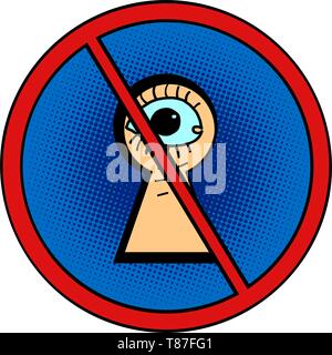 Peeping ist verboten. Comic cartoon Pop Art retro Zeichnung Abbildung Stock Vektor