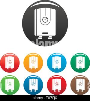 Wasser Boiler Icons Set 9 Farbe Vektor isoliert auf Weiss für jedes Design Stock Vektor