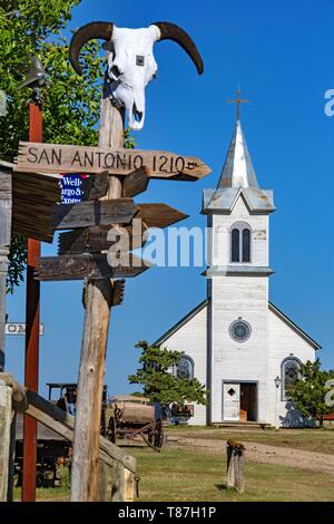 Usa, South Dakota, das 1880 Stadt hauptsächlich aus alten Gebäuden, die in der Gegend gefunden wurden, besteht, und in den letzten Jahrzehnten hat es mit vielen zusätzlichen authentische alte Gebäude, Artefakte und Erinnerungsstücke erweitert worden, der mit dem Wolf tanzt mit Kevin Costner war teilweise dort geschossen Stockfoto