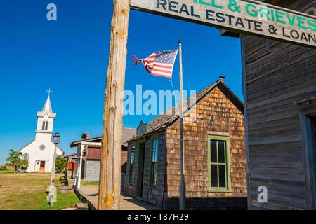 Usa, South Dakota, das 1880 Stadt hauptsächlich aus alten Gebäuden, die in der Gegend gefunden wurden, besteht, und in den letzten Jahrzehnten hat es mit vielen zusätzlichen authentische alte Gebäude, Artefakte und Erinnerungsstücke erweitert worden, der mit dem Wolf tanzt mit Kevin Costner war teilweise dort geschossen Stockfoto