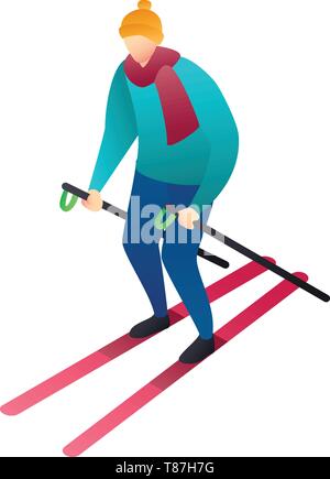 Man skifahren Symbol. Isometrische des Menschen skifahren Vektor Symbol für Web Design auf weißem Hintergrund Stock Vektor
