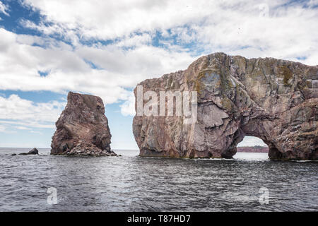 Nahaufnahme der Rocher Percé in Kanada. Stockfoto