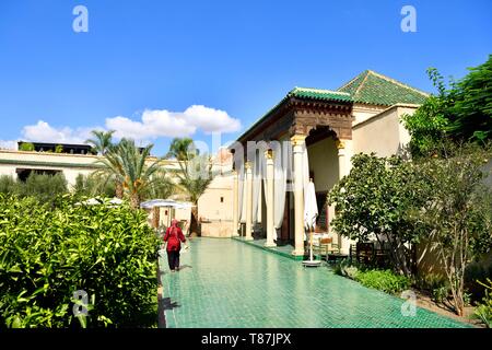 Marokko, Hoher Atlas, Marrakesch, Imperial City, Medina als Weltkulturerbe von der UNESCO, Secret Garden (Le Jardin Secret), rue Maouassine Stockfoto