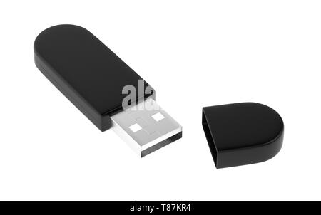 USB-Flash-Laufwerk. 3D Rendering Illustration auf weißem Hintergrund Stockfoto