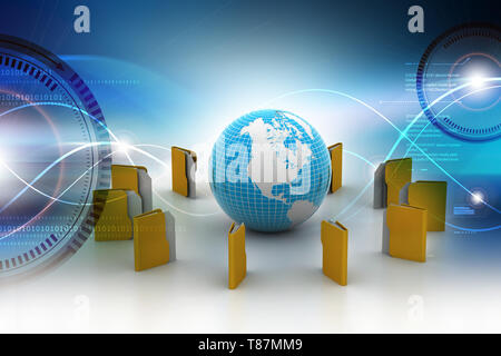 Datei Ordner rundete den Globus Stockfoto