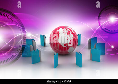 Datei Ordner rundete den Globus Stockfoto