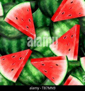 Nahtlose Muster mit reifen Wassermelonen Stockfoto