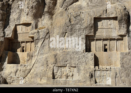 Prospektive Grab von Darius II und des Darius ich von Persien im antiken Nekropole Naqsh-e Rustam im Pars, Iran. Stockfoto