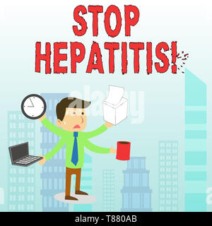 Konzeptionelle Handschrift zeigt Stop Hepatitis. Begriff Sinne Behandlung oder Verhinderung der Entzündung der Leber Stockfoto