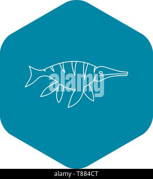 Ichthyosaur Dinosaurier Symbol, outline Style Stock Vektor