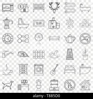 Komfortables Haus Symbole gesetzt, outline Style Stock Vektor