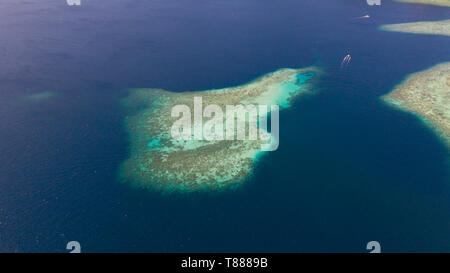 Korallenriffe und das blaue Meer, Blick von oben. Philippinische natur Luftbild Stockfoto