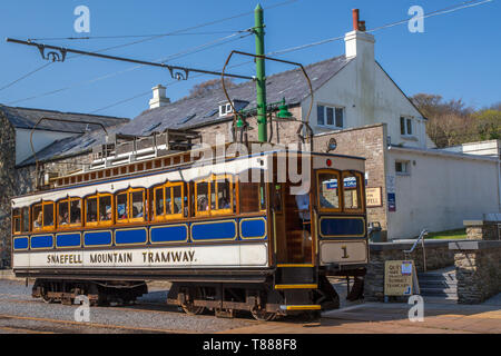 Snaefell Mountain Railway Zug in Laxey, von der Insel Man Stockfoto