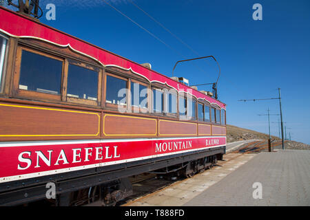 Snaefell Mountain Railway Zug in Laxey, von der Insel Man Stockfoto
