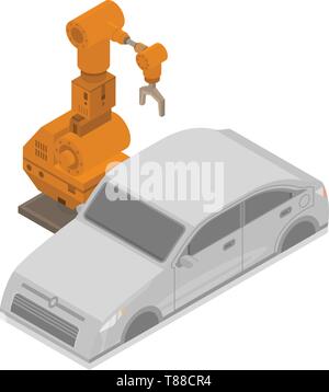 Auto Fabrik Roboter Symbol Hand, isometrische Stil Stock Vektor