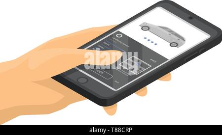 Auto smartphone Symbol bereitstellen, isometrische Stil Stock Vektor
